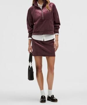 NWT Lululemon Nightfall Garnet Scuba High Rise Velvet Mini Skirt M Athliesure